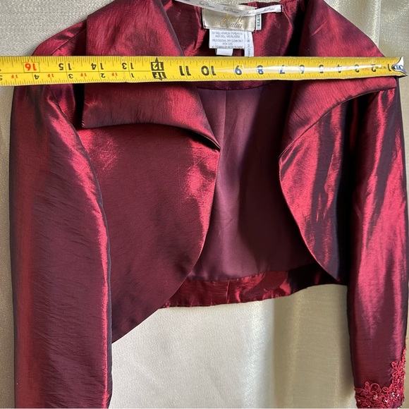 Burgundy Bolero Dress jacket in Jade Taffeta size 12 - Picture 10 of 16